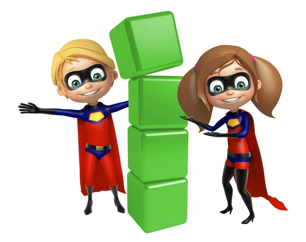 Superboy y Supergirl con nivel — Foto de Stock