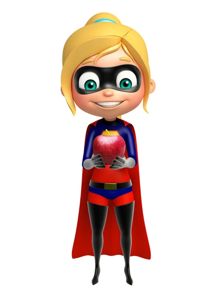 Supergirl com Apple — Fotografia de Stock