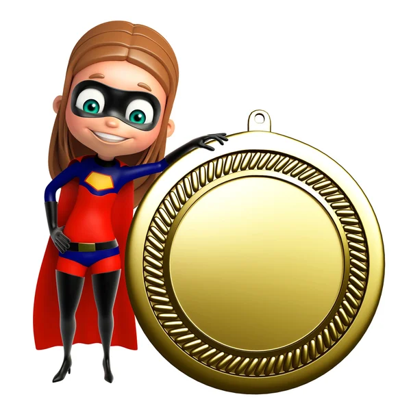 Supergirl met medaille — Stockfoto