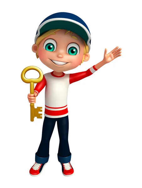 Мальчик с ключом — стоковое фото