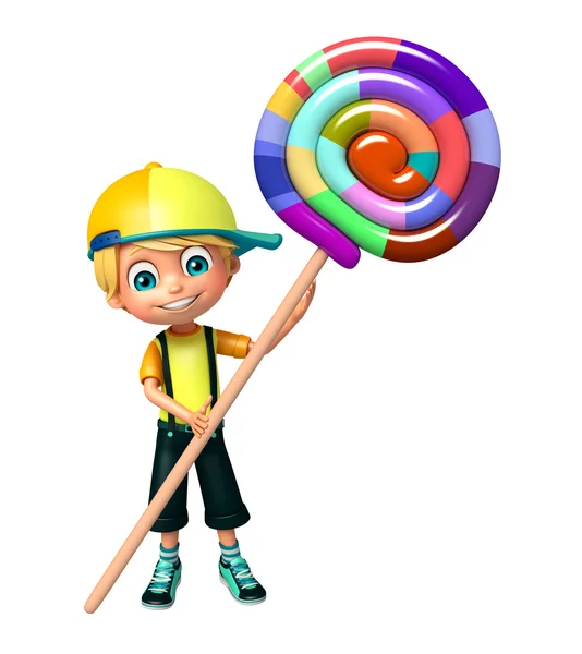 Kid boy with  lollipop — Stock Photo, Image