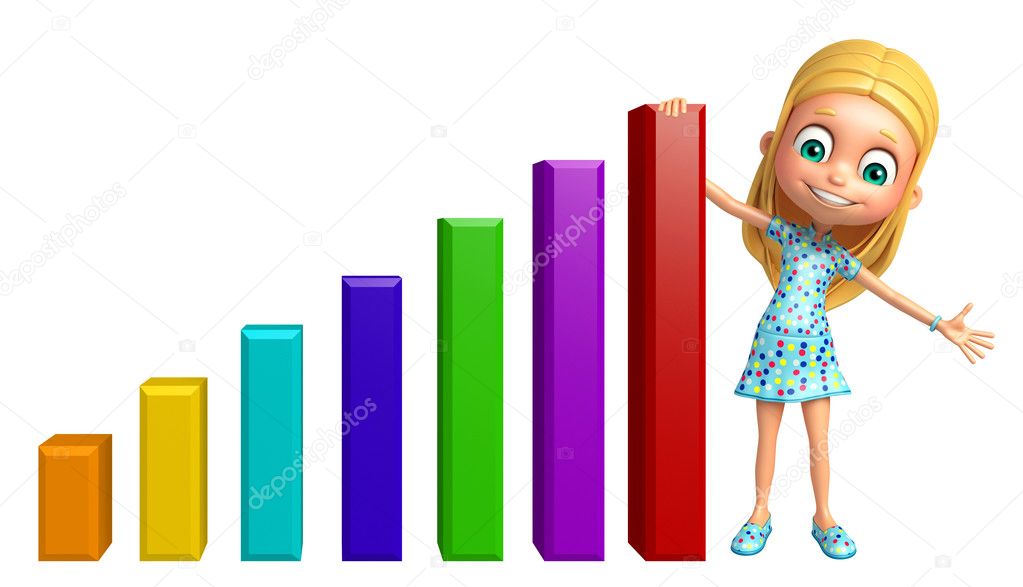 Kid girl with Graph Stock Illustration by ©visible3dscience #123694828