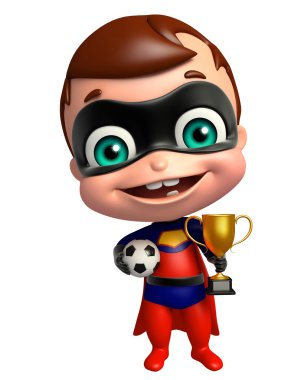 Futbol ve kazanan Kupası ile şirin superbaby