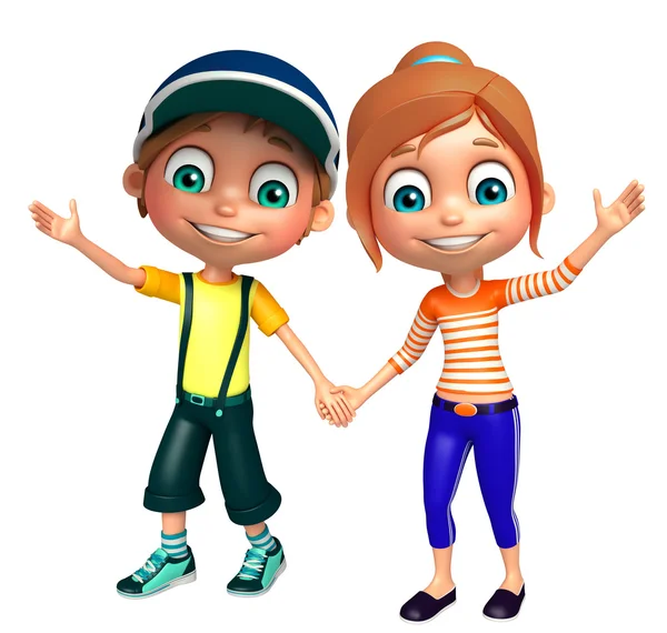 Kid boy with and girl Funny pose — Stock Photo, Image