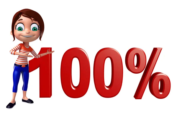 Mädchen mit 100% -Zeichen — Stockfoto