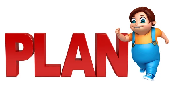 Kid boy with Plan sign — Stock Photo, Image