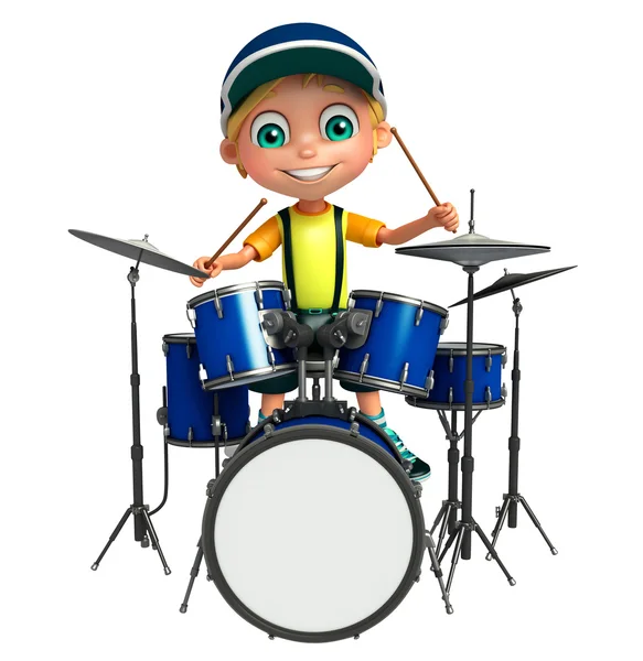 Kid boy with drum — Stock Photo, Image