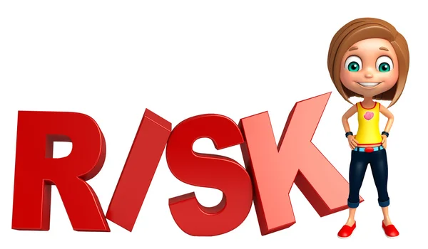 Risk işaretiyle çocuk kız — Stok fotoğraf