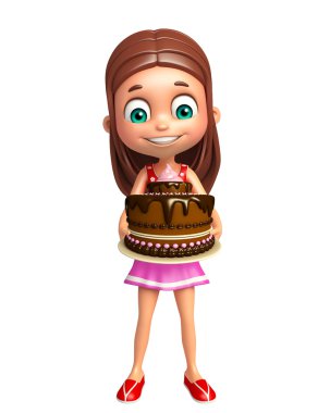 çocuk kız pasta ile