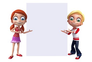 Beyaz tahta ile kız ve çocuk çocuk çocuk