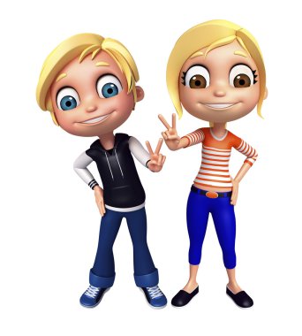 çocuk kız ve çocuk erkek zafer ile poz