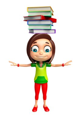 Kitap yığını ile çocuk kız