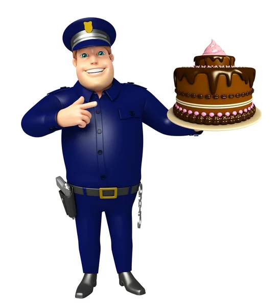 Police with Cake — Stock Photo, Image