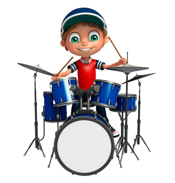 Kid boy with drum — Stock Photo, Image