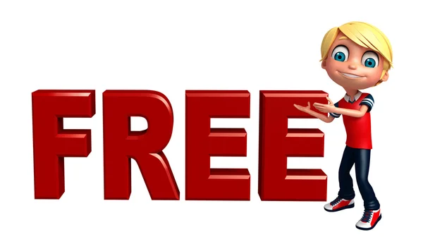 Kid boy with free sign — Stock Photo, Image