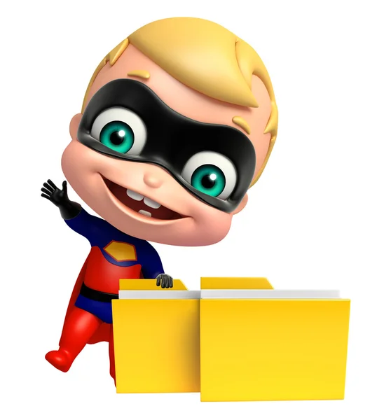 Cute superbaby with Folder — Stock Photo, Image