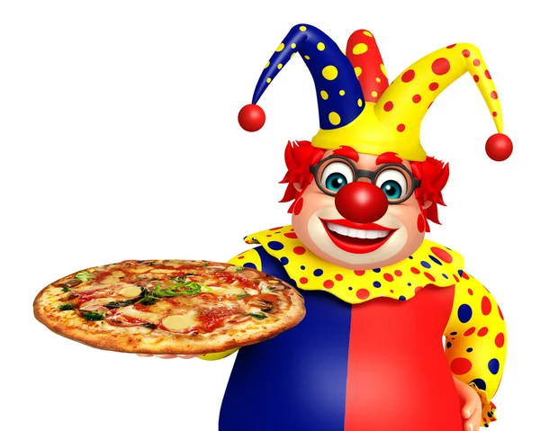 Klaun z Pizza — Zdjęcie stockowe