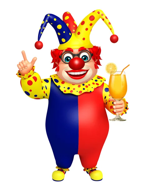 Clown med Juice glas — Stockfoto