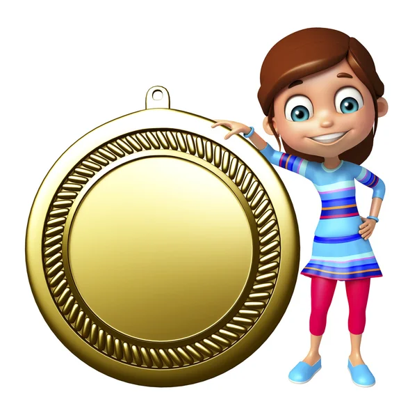 Menina com Medalha — Fotografia de Stock