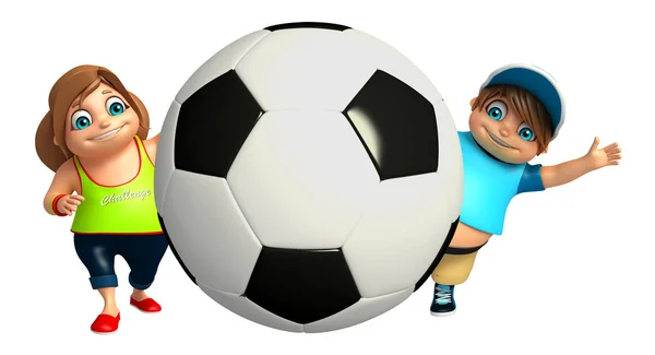 Futbol ile kız ve çocuk çocuk çocuk — Stok fotoğraf