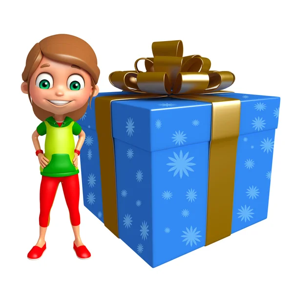 Kid girl with Gift box — Stock Photo, Image