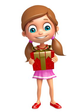çocuk kızla hediye kutusu