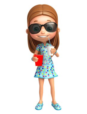 Sunglass ve meşrubat patlamış mısır ile kız evlat