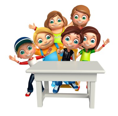 Masa ve sandalye bir kız ve çocuk çocuk çocuk