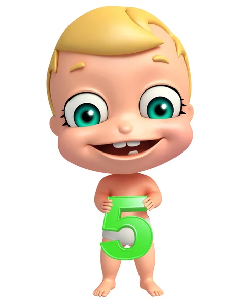 Bebê bonito com dígito 5 — Fotografia de Stock