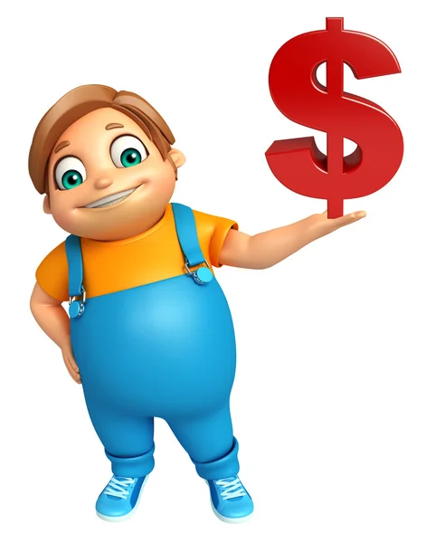 Bambino ragazzo con segno Dollaro — Foto Stock