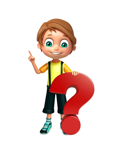 Kid boy with question mark sign — Stock Photo, Image