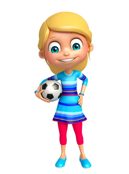 Fetiță cu fotbal — Fotografie, imagine de stoc