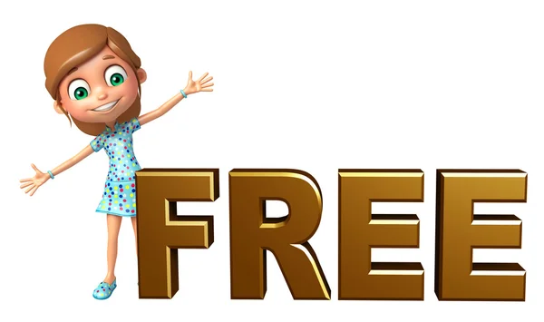 Kid girl with Free sign — Stock Photo, Image