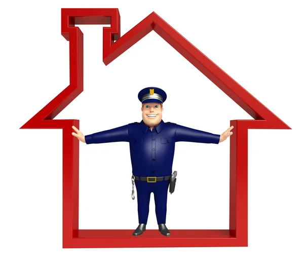 Politie met Home teken — Stockfoto