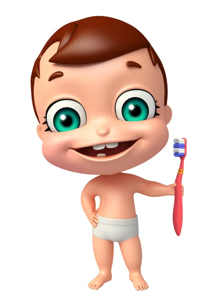 Niedliches Baby mit Zahnbürste — Stockfoto