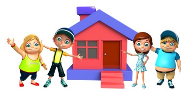 Ev ile kız ve çocuk çocuk çocuk