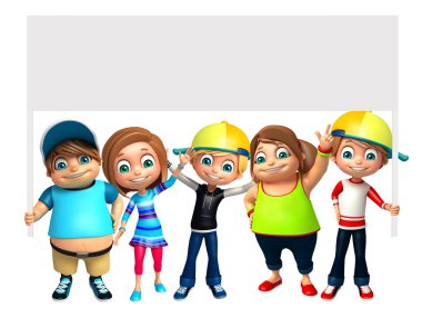 Beyaz tahta ile kız ve çocuk çocuk çocuk