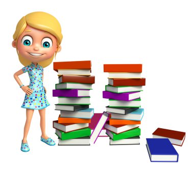 Kitap yığını ile çocuk kız