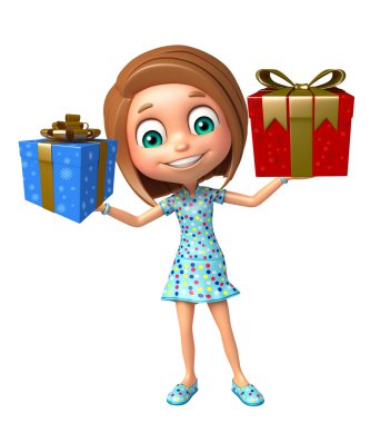 çocuk kızla hediye kutusu