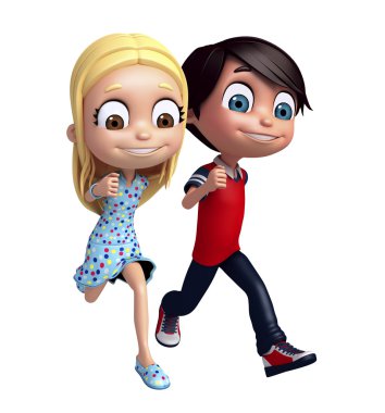 Çalışan poz ile kız ve çocuk çocuk çocuk