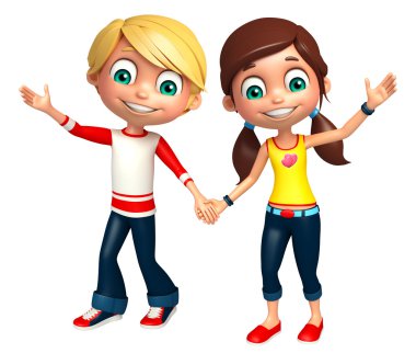 Çocuk çocuk ve kız komik poz