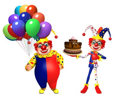 Balonlar ve pasta ile palyaço