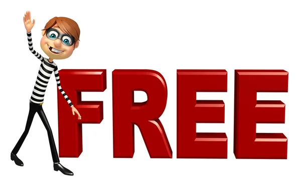 Thief with Free sign — Stock Photo, Image