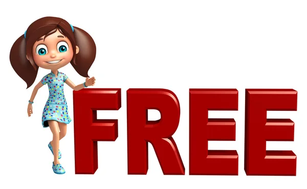 Kid girl with Free sign — Stock Photo, Image