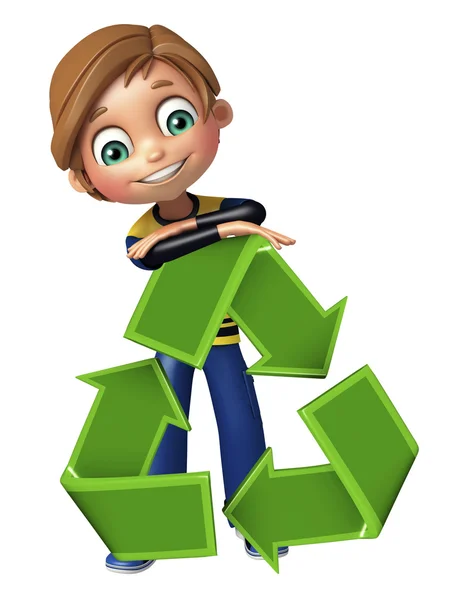 Kid boy with recycle — Stock Photo, Image