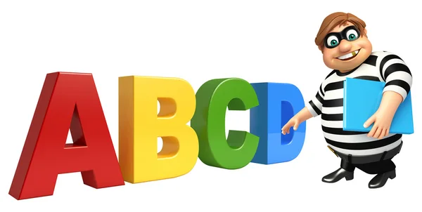 ขโมยที่มีเครื่องหมาย ABCD และหนังสือ — ภาพถ่ายสต็อก