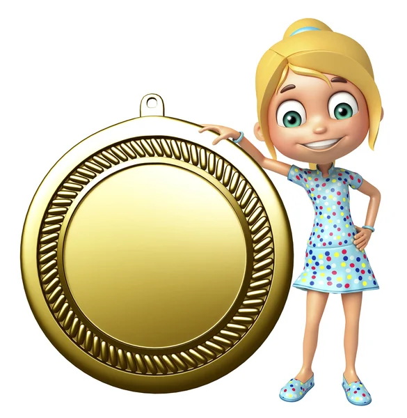 Menina com Medalha — Fotografia de Stock