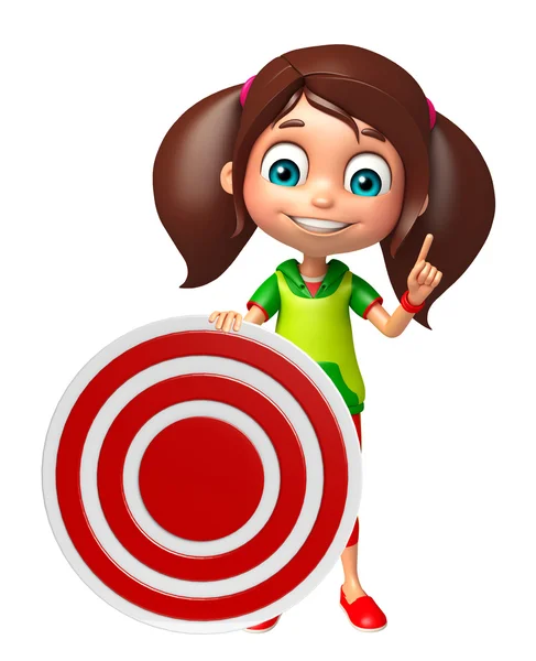 Kid girl with Target sign — Stock Photo, Image