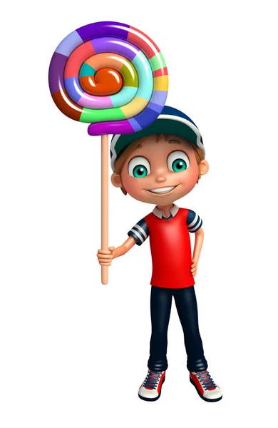 Kid boy with lollipop — Stock Photo, Image