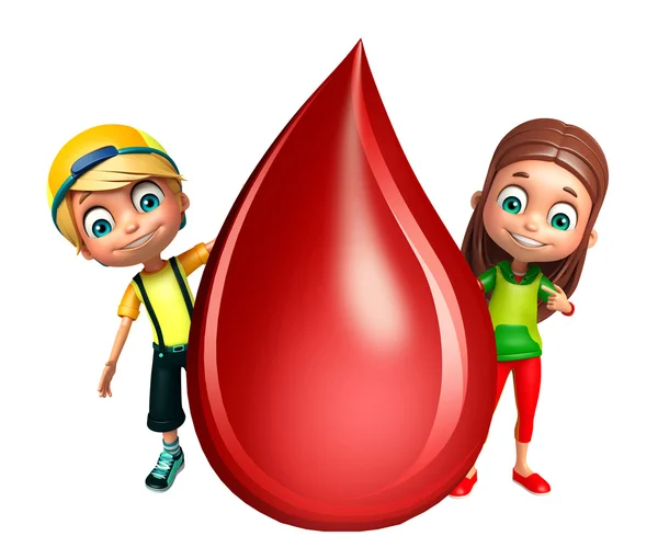 Niña y niño niño con gota de sangre — Foto de Stock